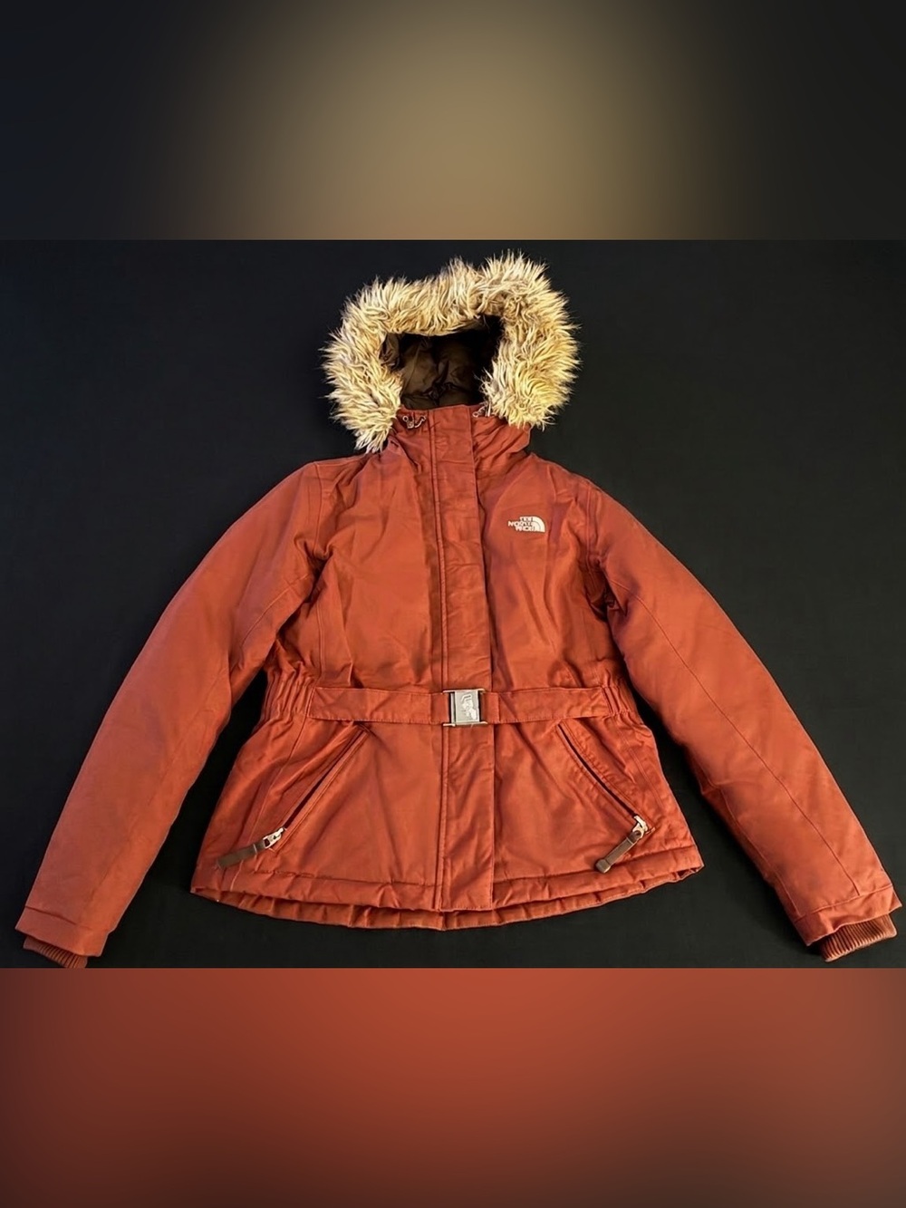 The North Face Women's Belted HyVent Down Parka Vintage F08 Rust Brown Size S